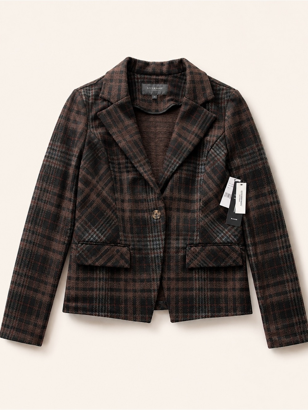 Liverpool Brown Plaid Tailored Blazer